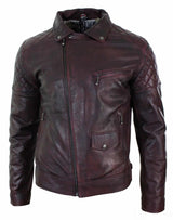 Ehtne nahk, vintage pestud pruun, must, burgundiapunane, sinine, puiduga meeste bikerjakk, risti lukuga, retro vabaaja-Pepsi Burgundia värvi