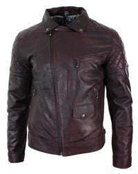 Ehtne nahk, vintage pestud pruun, must, burgundiapunane, sinine, puiduga meeste bikerjakk, risti lukuga, retro vabaaja-Pepsi Burgundia värvi
