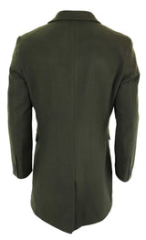 Meeste klassikaline villane pikk mantel - oliivroheline