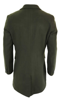 Meeste klassikaline villane pikk mantel - oliivroheline