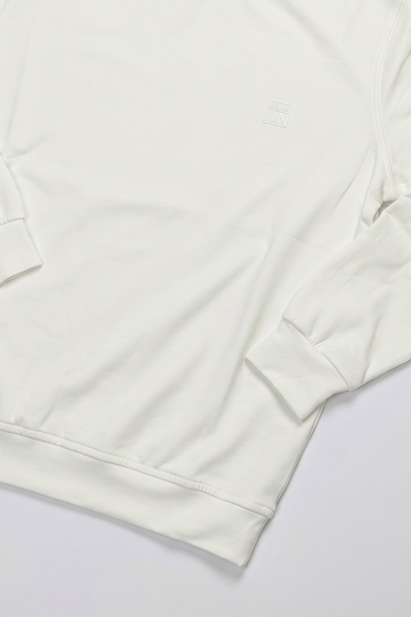 Meeste valge puuvillasegu ümara kaelusega dressipluus pikkade varrukatega veniv pullover
