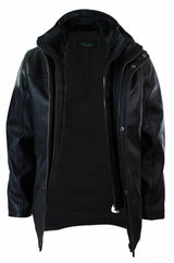 Meeste 3/4 päris nahast safarijakk, eemaldatava topeltlukuga, must