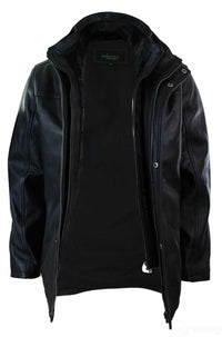 Meeste 3/4 päris nahast safarijakk, eemaldatava topeltlukuga, must