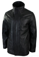 Meeste 3/4 päris nahast safarijakk, eemaldatava topeltlukuga, must