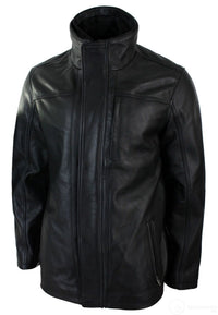 Meeste 3/4 päris nahast safarijakk, eemaldatava topeltlukuga, must