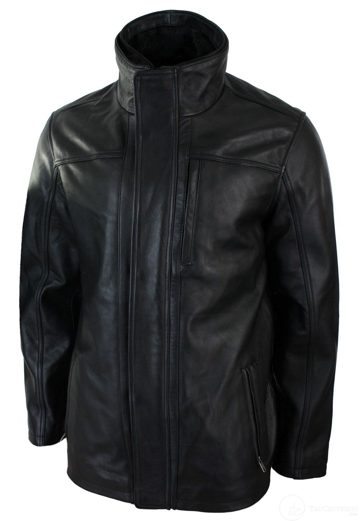 Meeste 3/4 päris nahast safarijakk, eemaldatava topeltlukuga, must