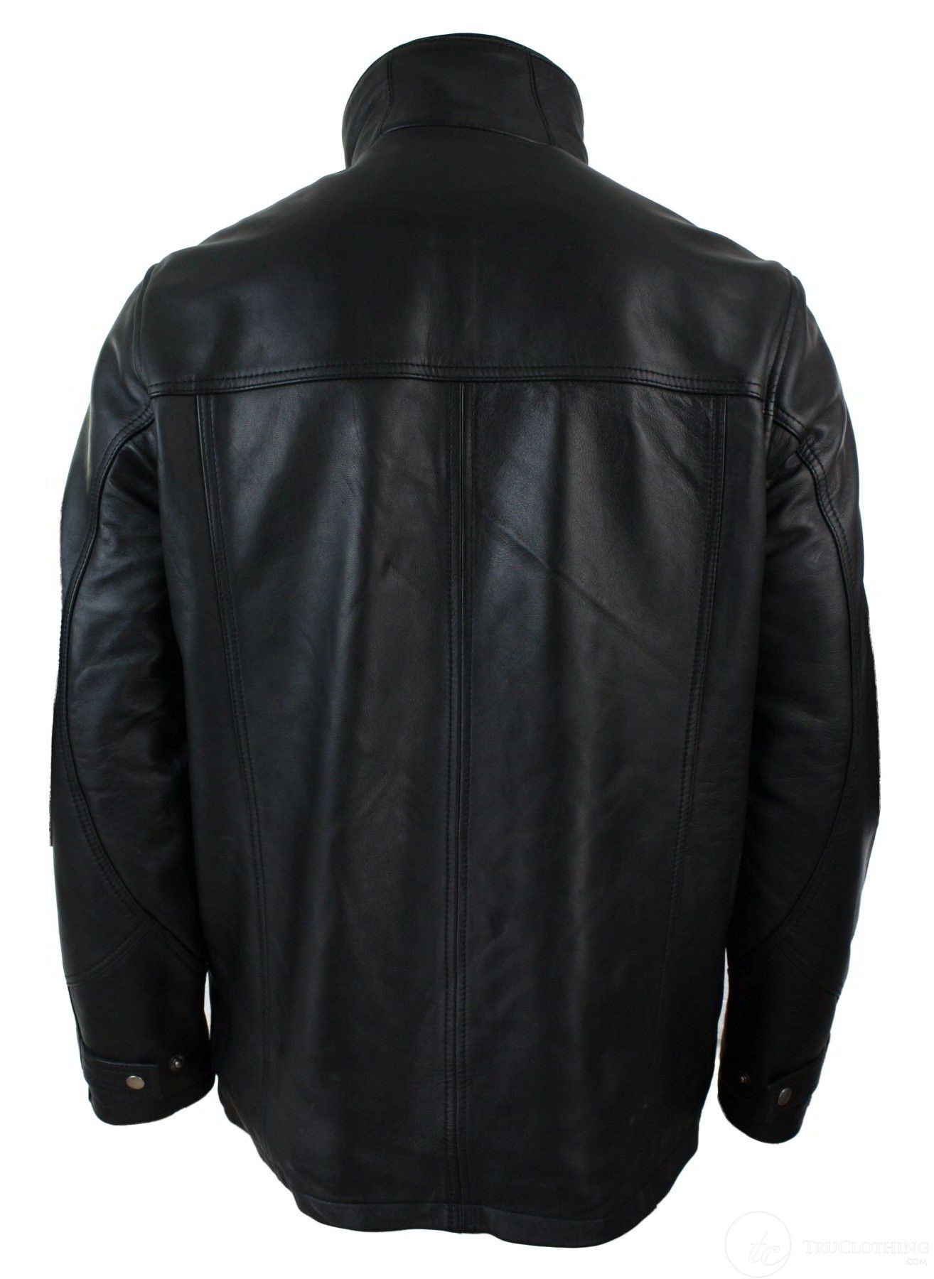 Meeste 3/4 päris nahast safarijakk, eemaldatava topeltlukuga, must