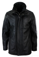 Meeste 3/4 päris nahast safarijakk, eemaldatava topeltlukuga, must