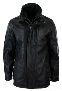 Meeste 3/4 päris nahast safarijakk, eemaldatava topeltlukuga, must