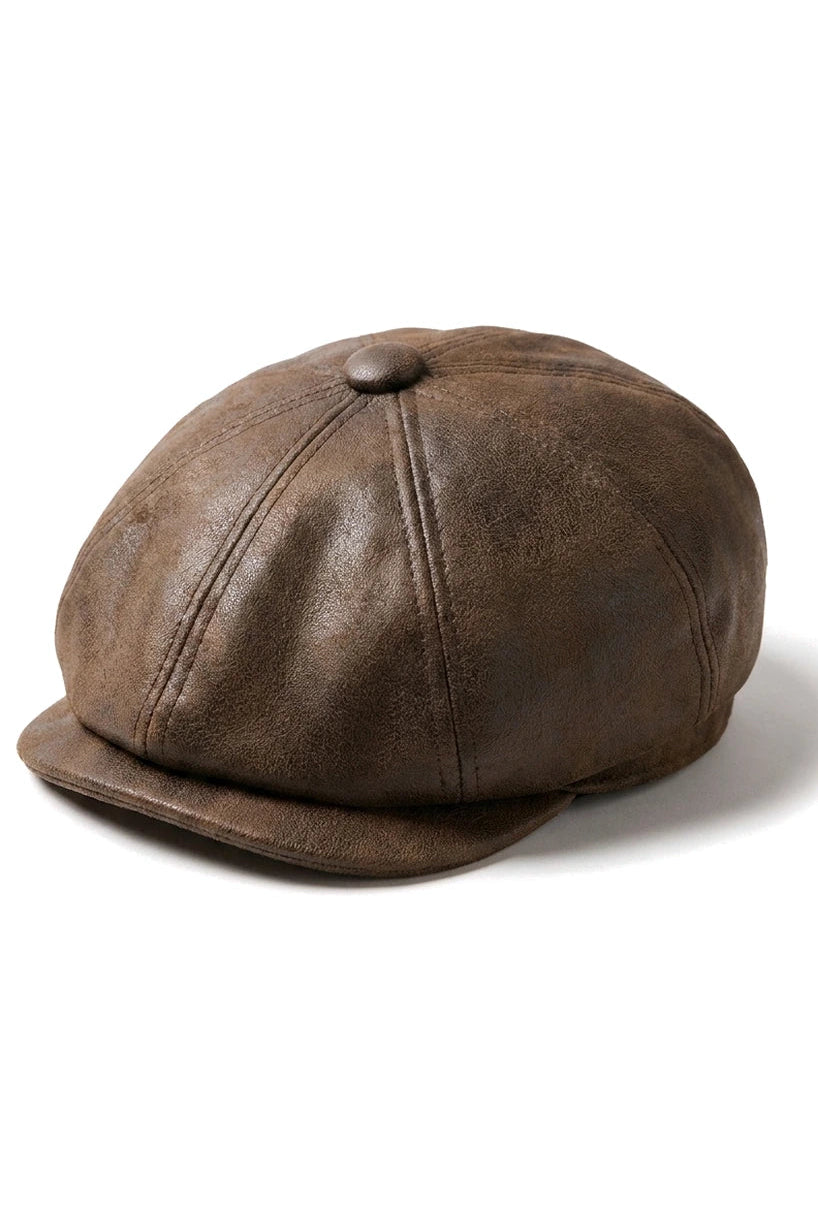 Meeste 8-paneeliga Razor Baker Boy müts PU nahast pimendajatega Newsboy lame nokk, pruun