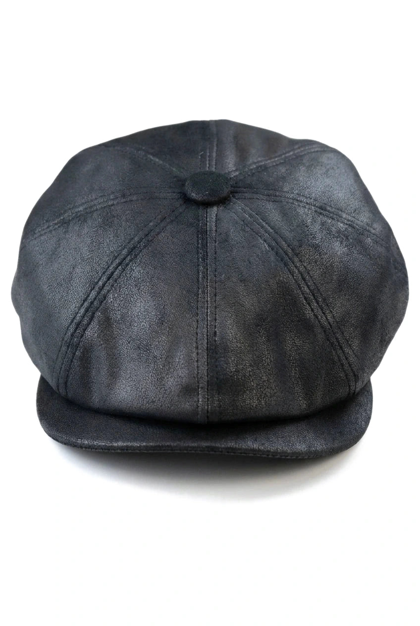 Meeste 8-paneeliga Razor Baker Boy müts PU nahast pimendajatega Newsboy lame nokkmüts must