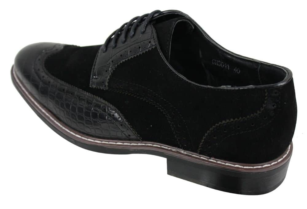 Meeste mustad pruunid seemisnahast ja maonahast brogue-kingad Gatsby Vintage
