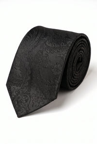 Meeste musta paisley-mustriga lipsu kinkekomplekt