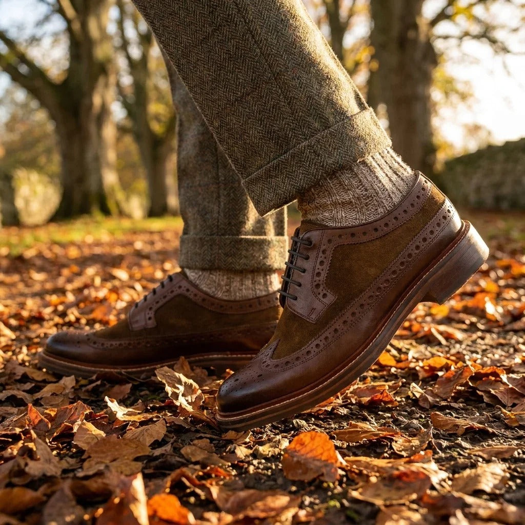 Meeste pruunid seemisnahast brogue-kingad
