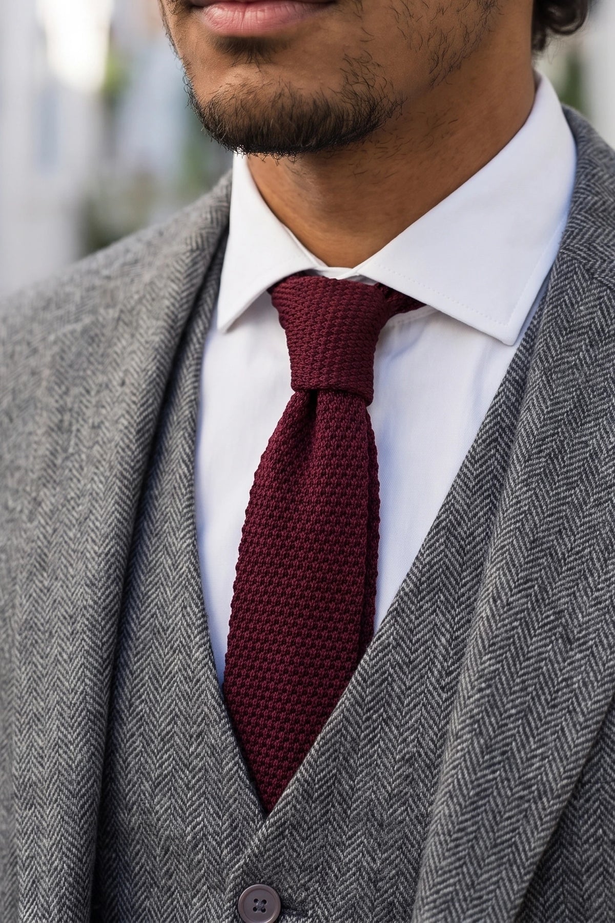 Meeste burgundiapunane kootud lips