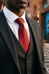 Meeste Burgundiapunane Paisley-mustriga lips
