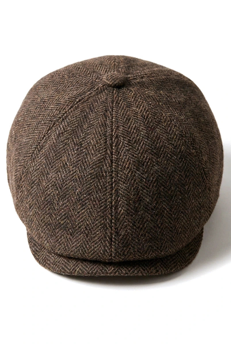 Meeste lame nokamüts villast kalasabamustriga pruunist tviidist, klassikaline 1920ndate unisex Del Boy
