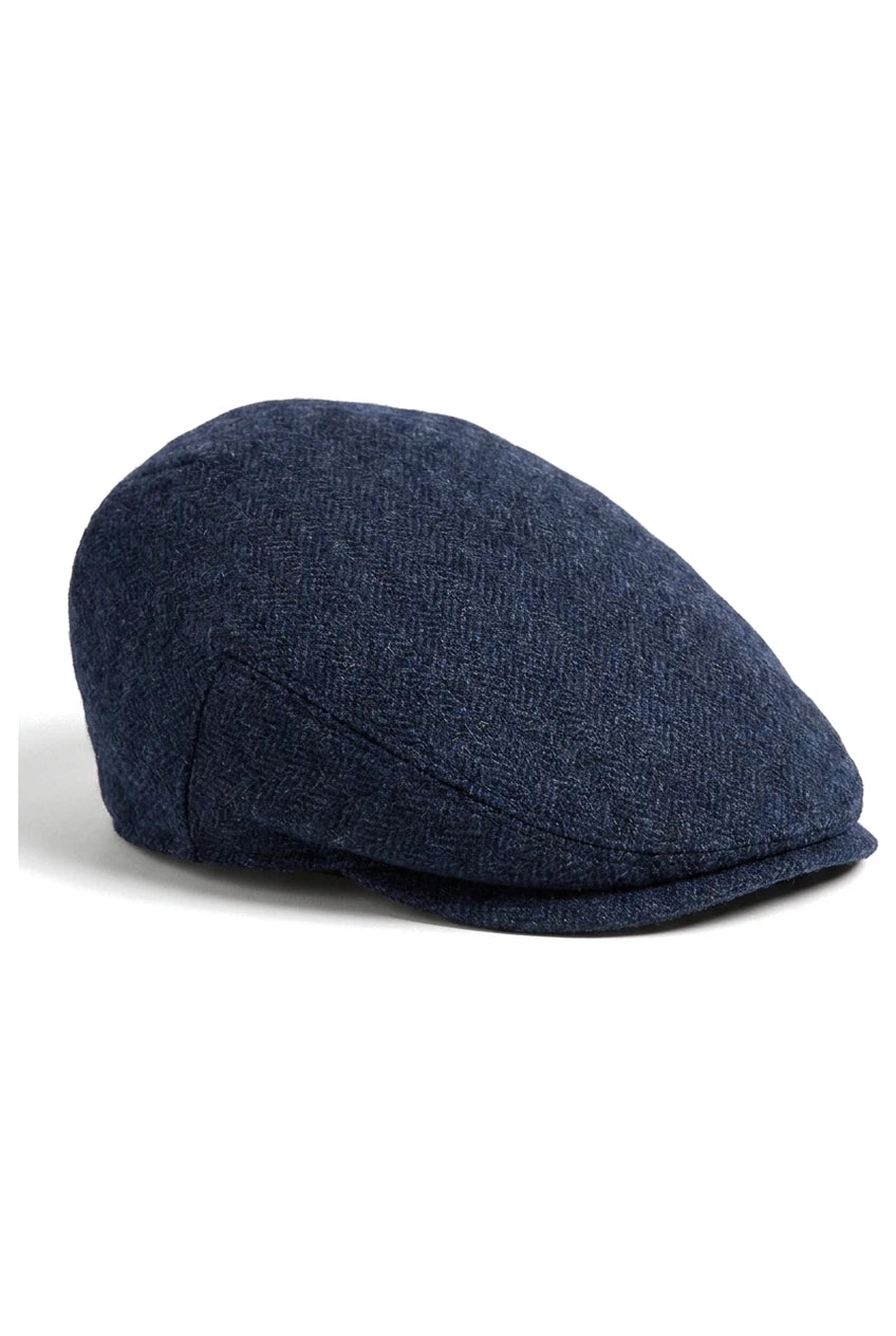 Meeste lameda nokaga villane kalasabamustriga tumesinine tviidmüts, klassikaline 1920ndate unisex Del Boy