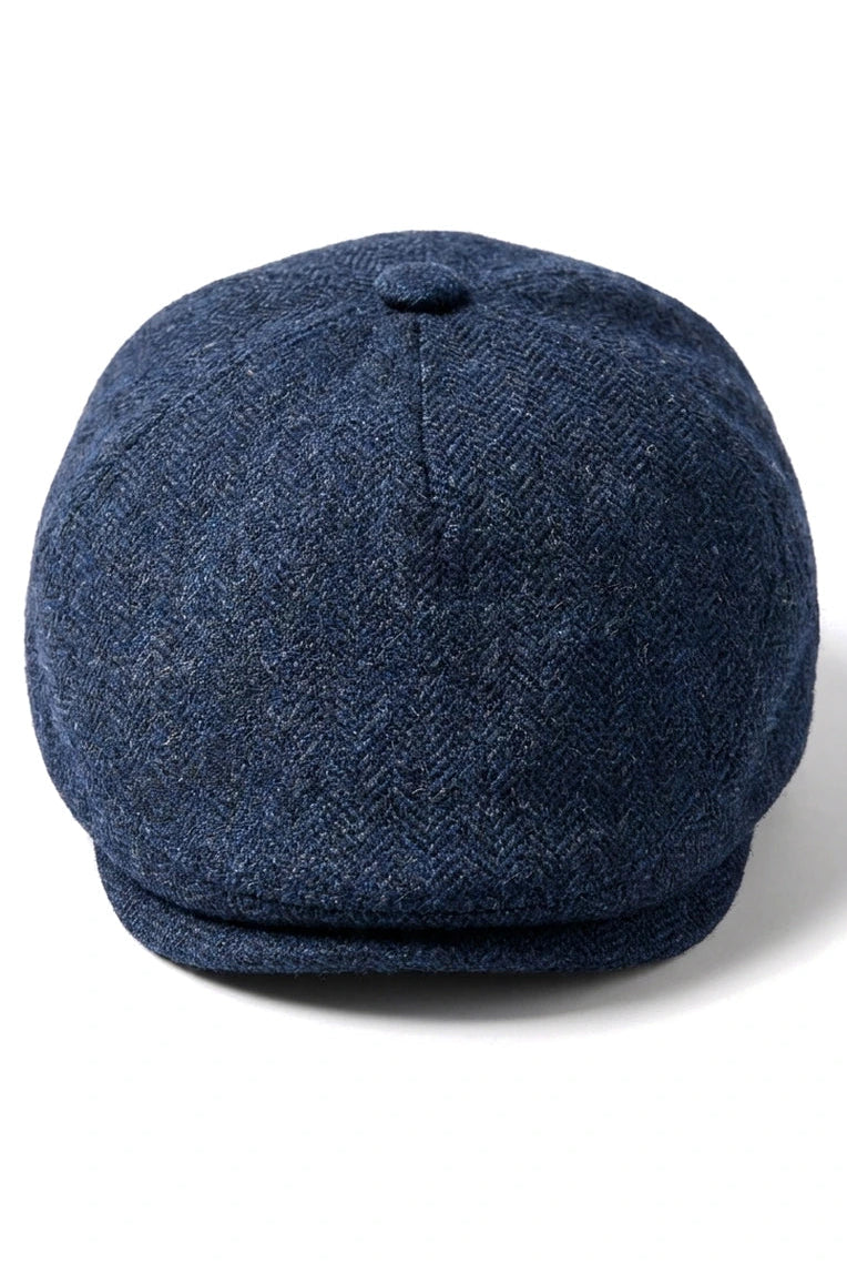 Meeste lameda nokaga villane kalasabamustriga tumesinine tviidmüts, klassikaline 1920ndate unisex Del Boy