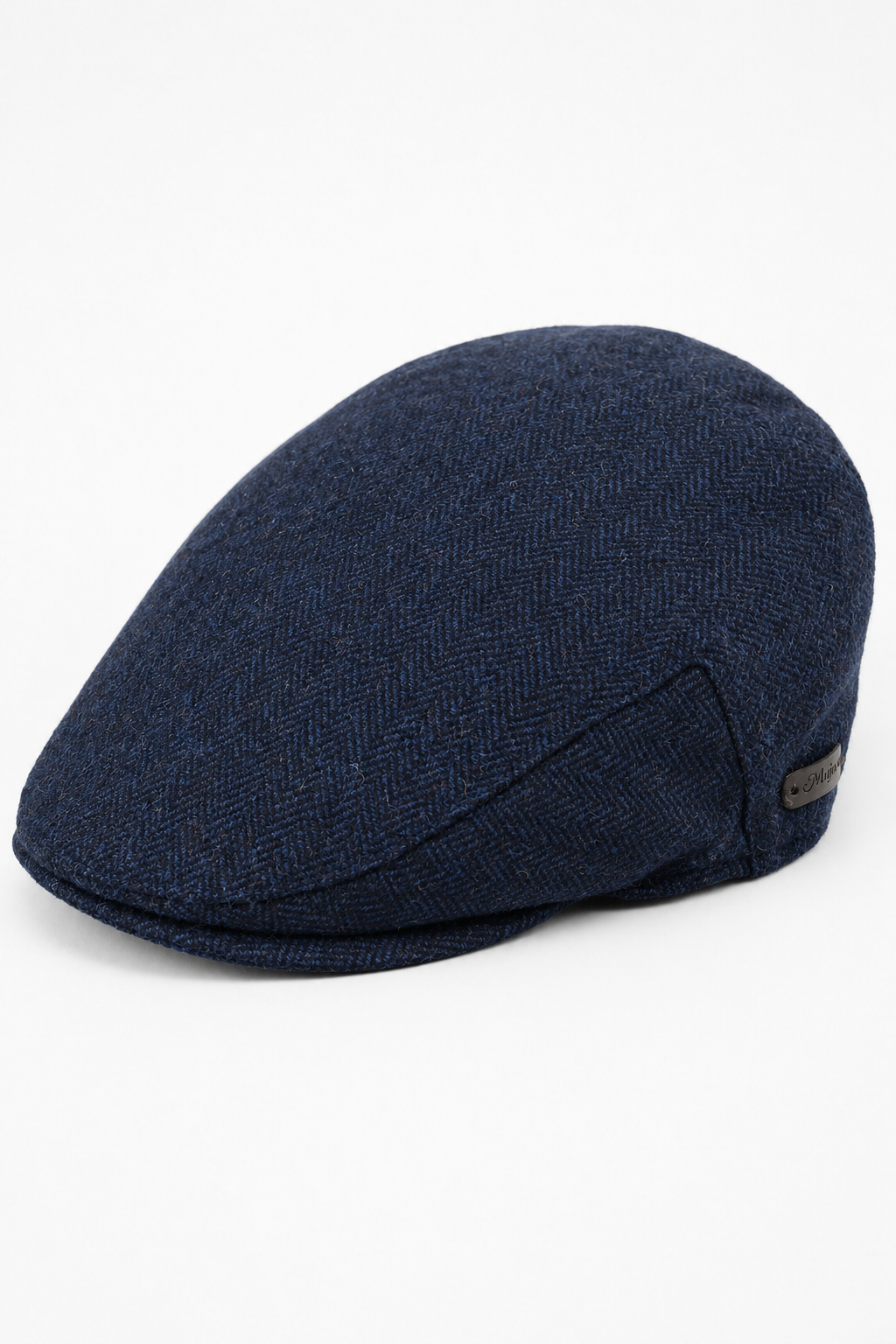 Meeste lameda nokaga villane kalasabamustriga tumesinine tviidmüts, klassikaline 1920ndate unisex Del Boy