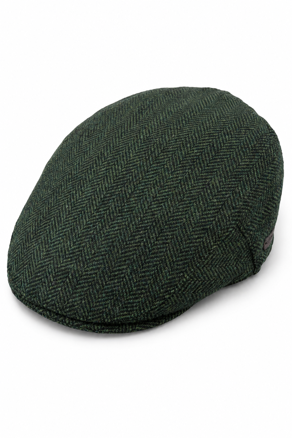 Meeste lameda nokaga villane kalasabamustriga oliivroheline tviidmüts, klassikaline 1920ndate unisex poiste stiilis