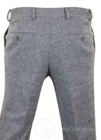 Meeste hallid söekarva tviidvillased kalasabamustriga püksid - hallid