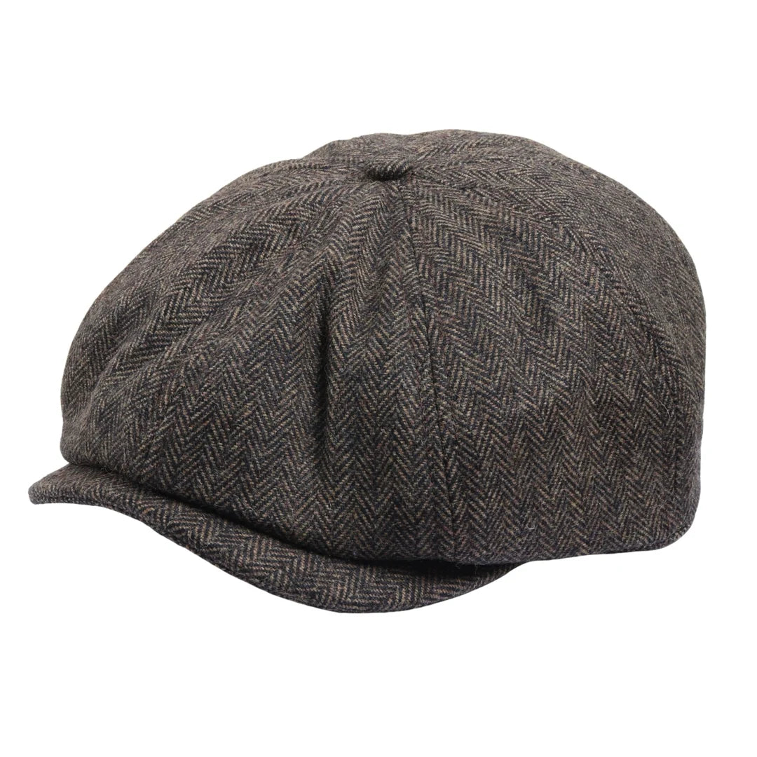 Meeste klassikaline kalasabamustriga Newsboy nokamüts – pruun