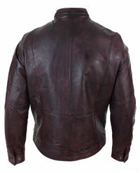 Ehtne nahk, lühike lukuga, vabaaja veinipunane retro meeste bikerjakk, pestud vintage