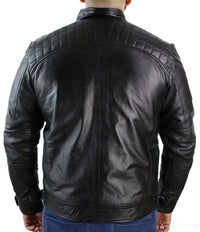 Ehtne nahkne retro stiilis lukuga meeste bikerjakk, pehme must vabaaja-must