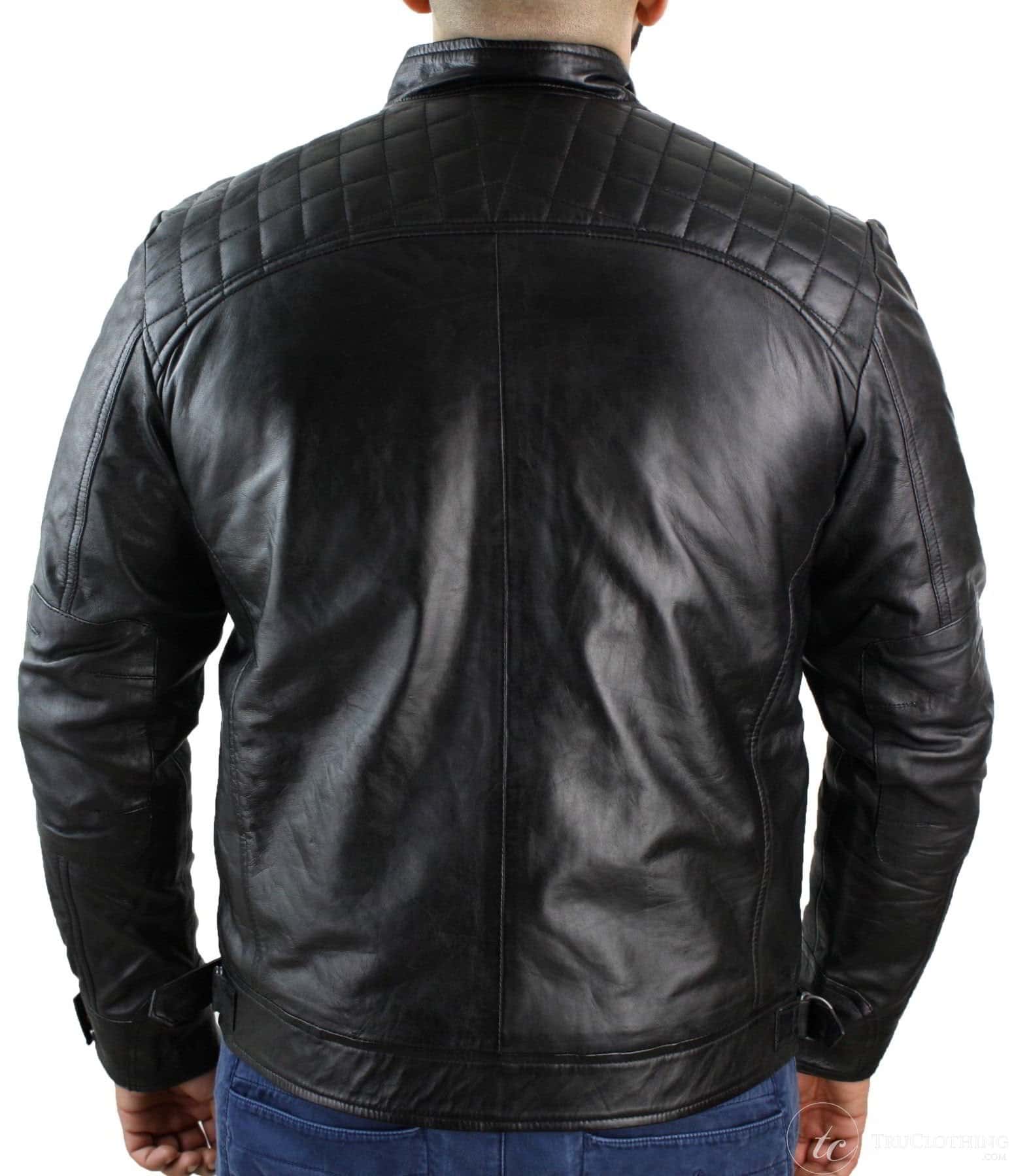 Ehtne nahkne retro stiilis lukuga meeste bikerjakk, pehme must vabaaja-must