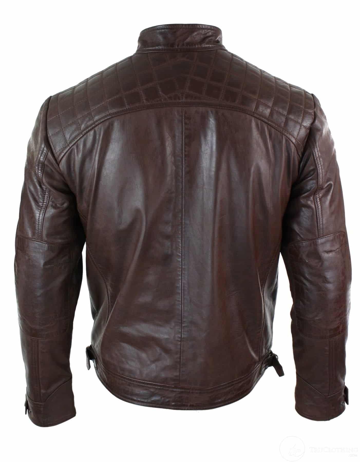Ehtne nahk, retro stiilis lukuga meeste bikerjakk, pehme, must, vabaaja-pruun
