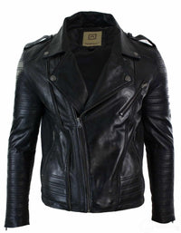 Ehtne nahkne risti lukuga vintage retro meeste bikerjakk must urban slim fit - XXXL - must