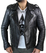 Ehtne nahkne risti lukuga vintage retro meeste bikerjakk must urban slim fit - XXXL - must