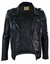 Ehtne nahkne risti lukuga vintage retro meeste bikerjakk must urban slim fit - XXXL - must