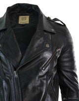 Ehtne nahkne risti lukuga vintage retro meeste bikerjakk must urban slim fit - XXXL - must