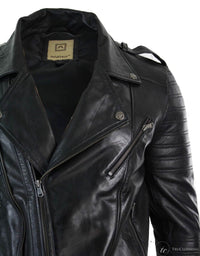 Ehtne nahkne risti lukuga vintage retro meeste bikerjakk must urban slim fit - XXXL - must