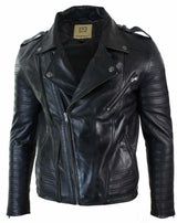 Ehtne nahkne risti lukuga vintage retro meeste bikerjakk must urban slim fit - XXXL - must