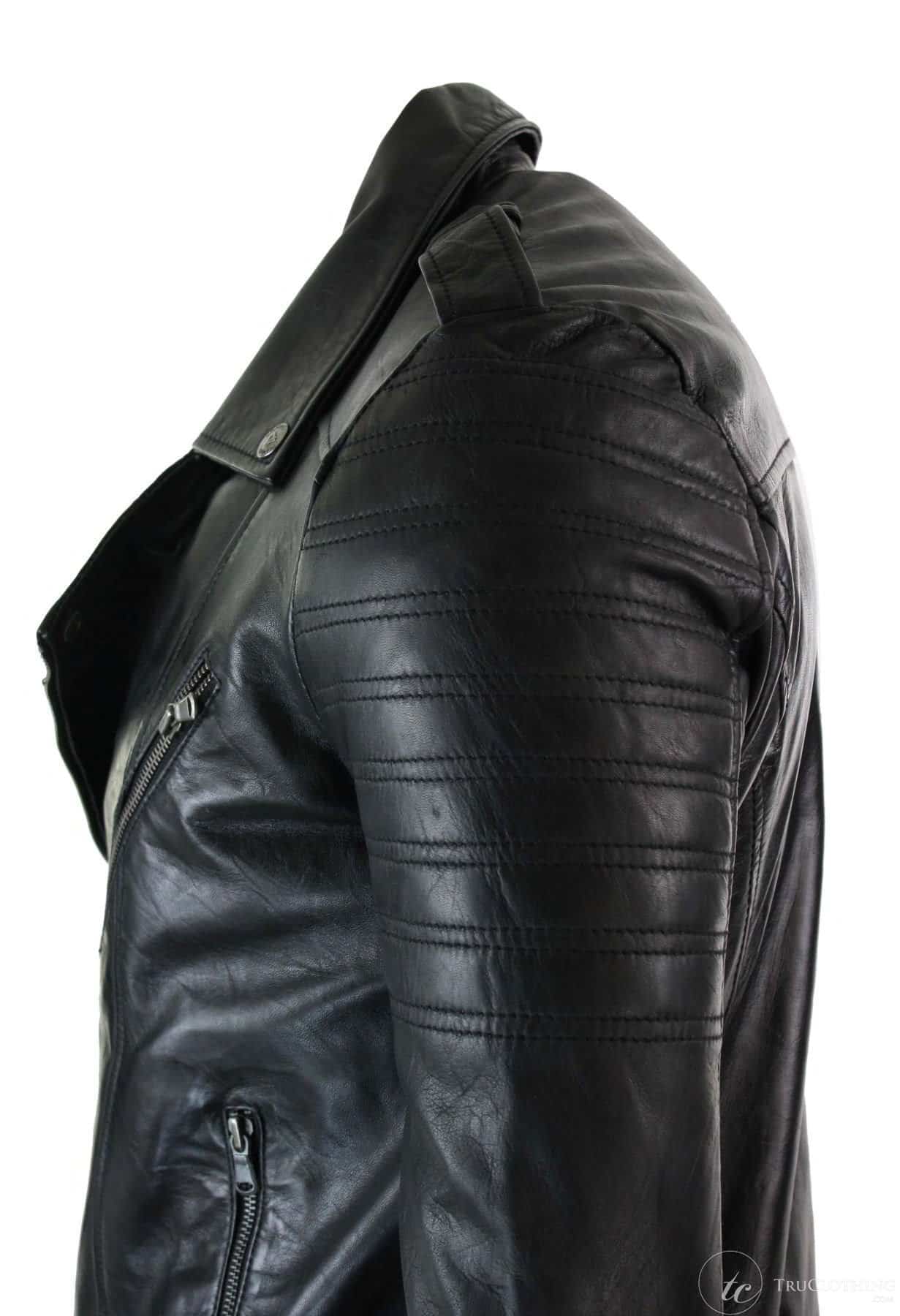 Ehtne nahkne risti lukuga vintage retro meeste bikerjakk must urban slim fit - XXXL - must