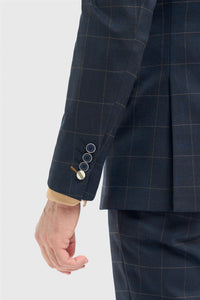 Meeste tumesinine ruuduline rätsepatööna valminud bleiser