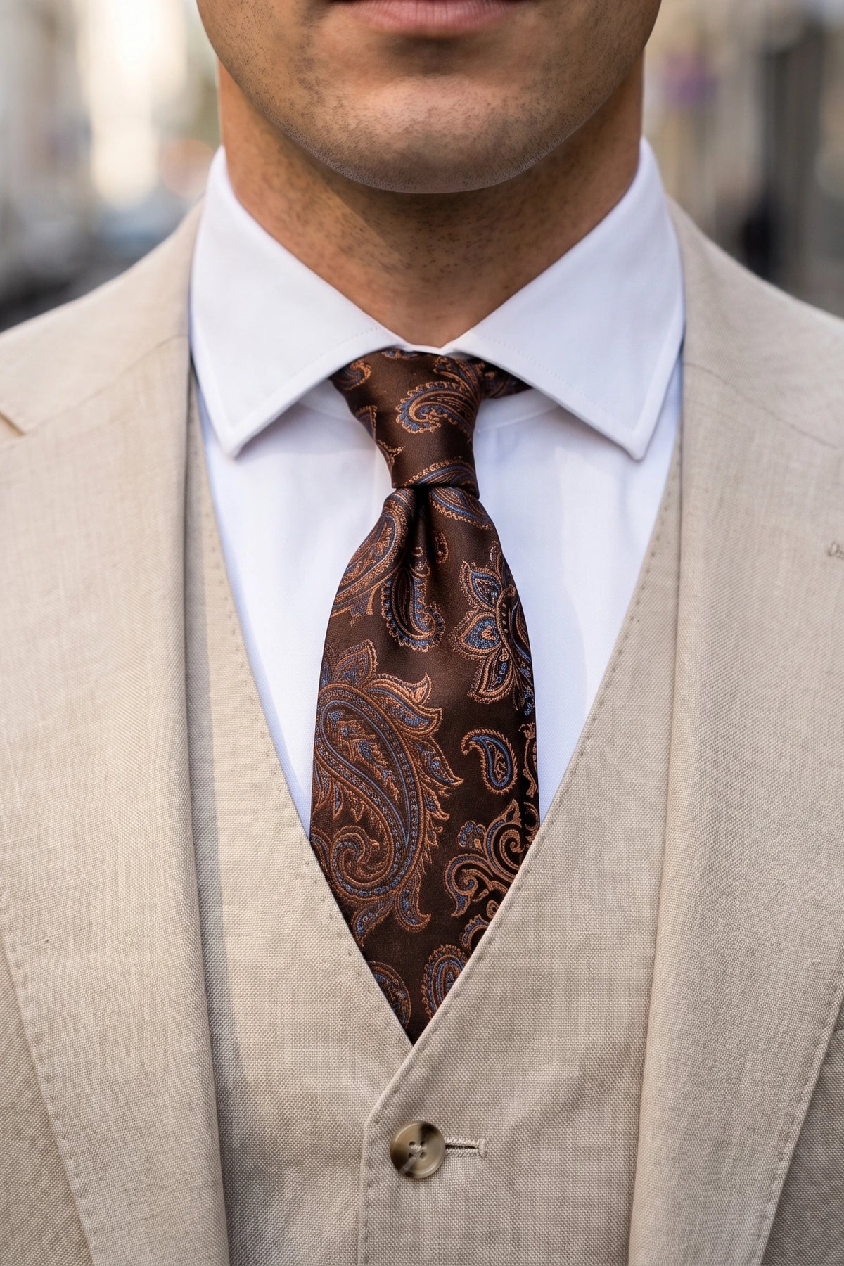 Meeste tumesinine Paisley-mustriga lips