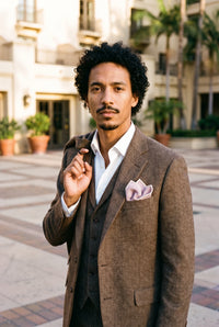 Meeste roosa tviidvillasegune taskurätt
