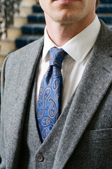 Meeste kuninglik sinine paisley-mustriga lips