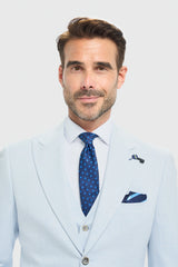 Meeste taevasinine rätsepatööna valminud bleiser