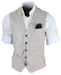 Meeste vintage kreemjas vest taskukellaga