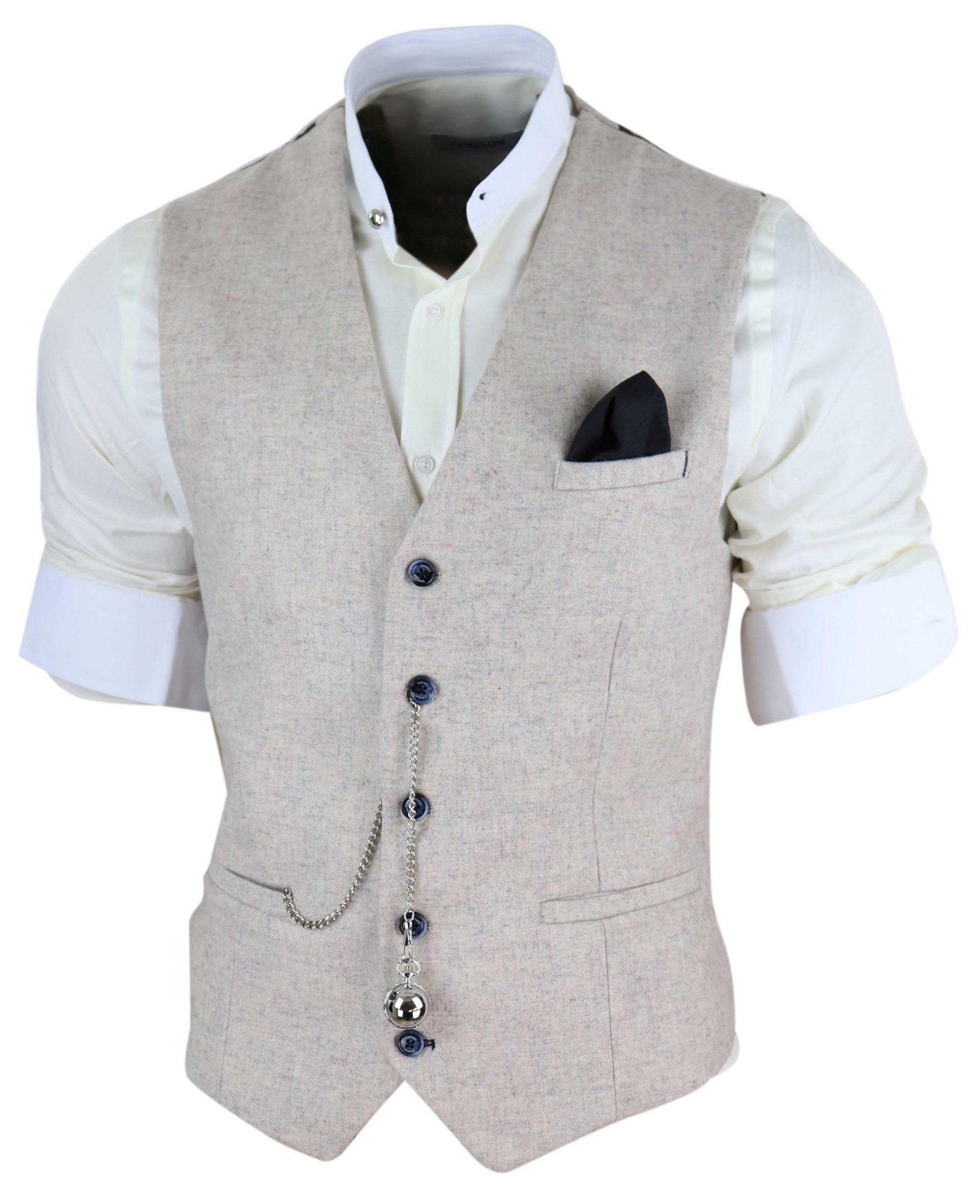 Meeste vintage kreemjas vest taskukellaga