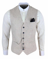 Meeste vintage kreemjas vest taskukellaga