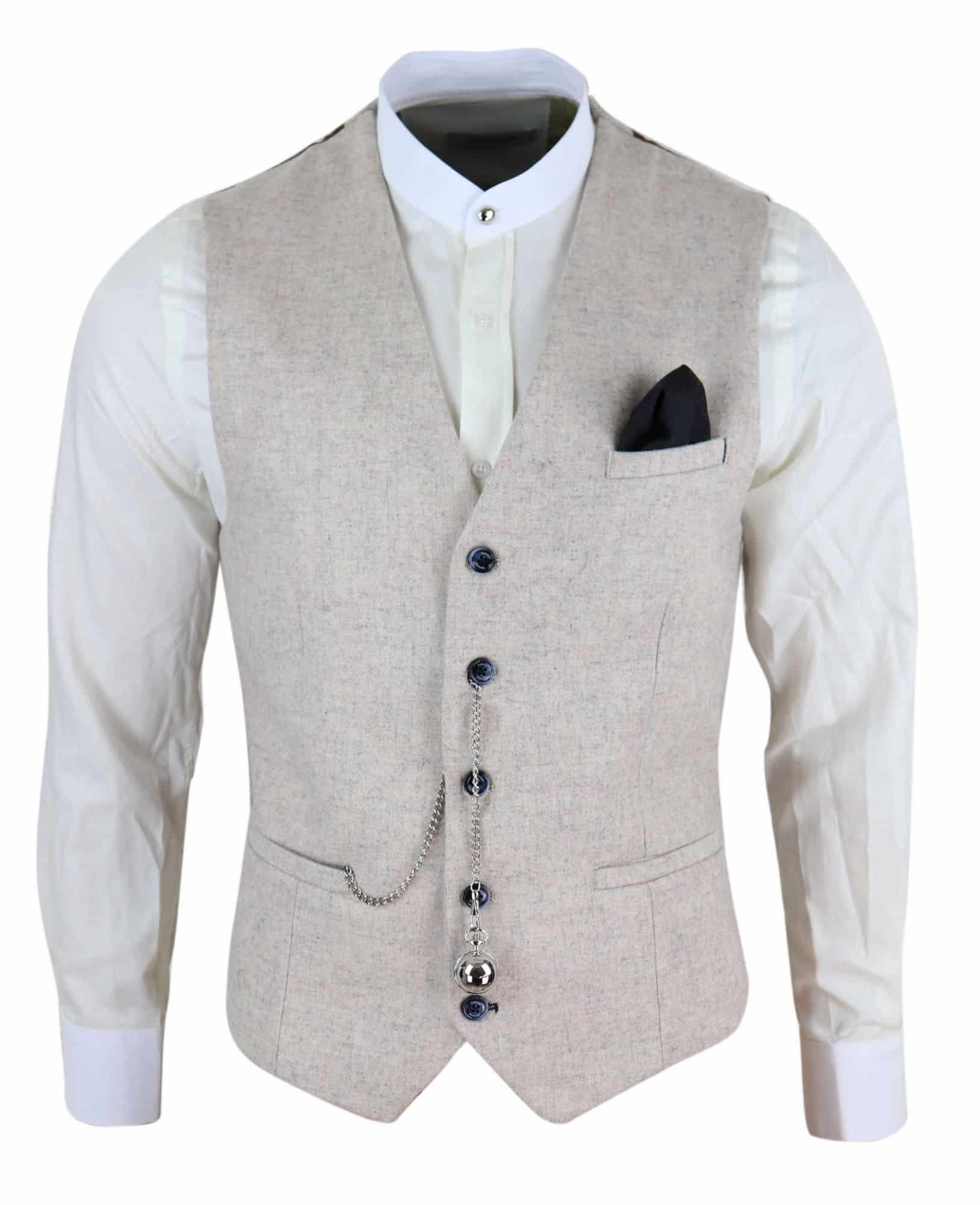 Meeste vintage kreemjas vest taskukellaga