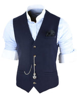 Meeste vintage tumesinine vest taskukellaga