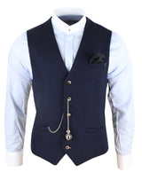 Meeste vintage tumesinine vest taskukellaga