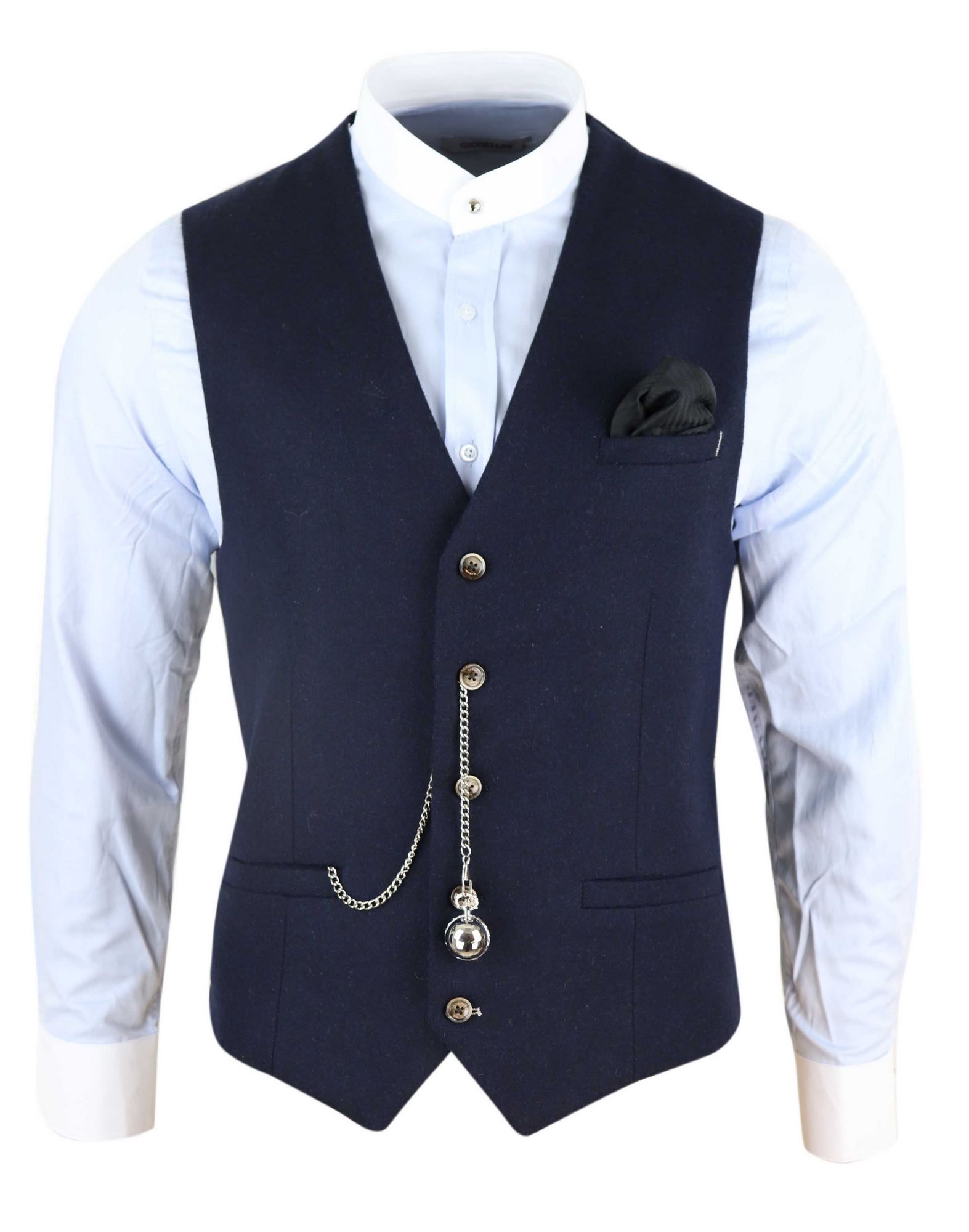 Meeste vintage tumesinine vest taskukellaga